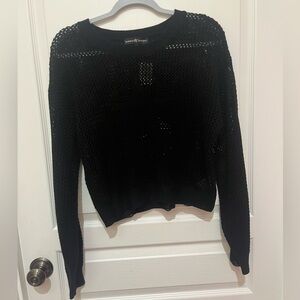 Black open knit star top